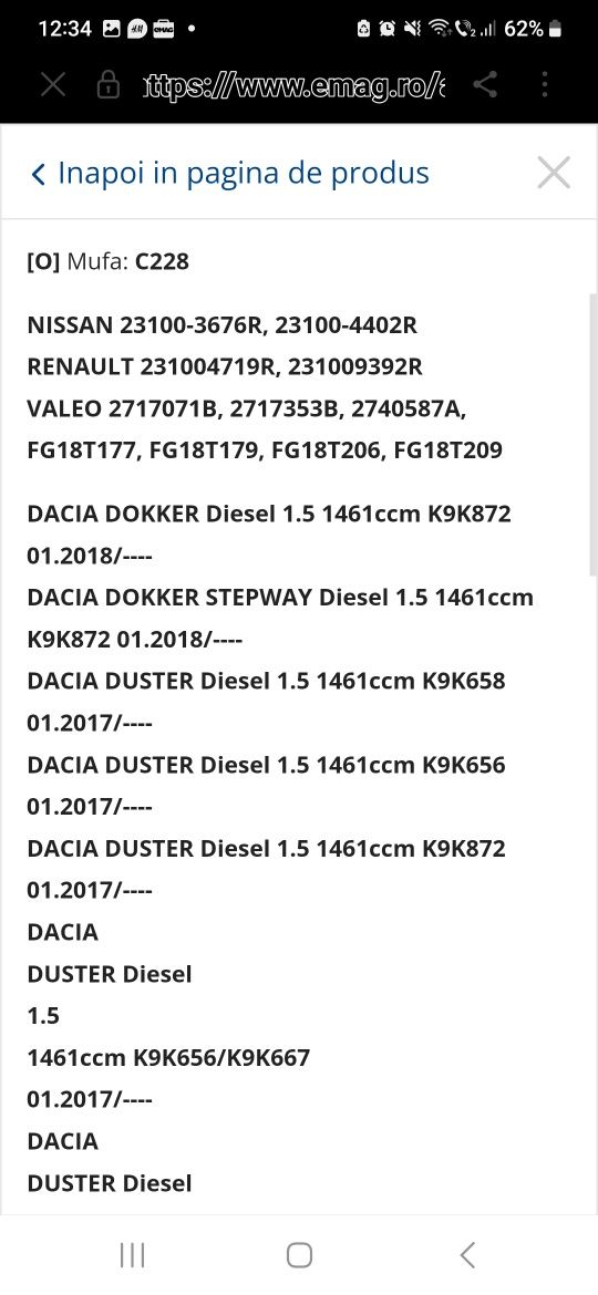 Vand alternator duster,renault,dokker,megane,logan 1.5 disel