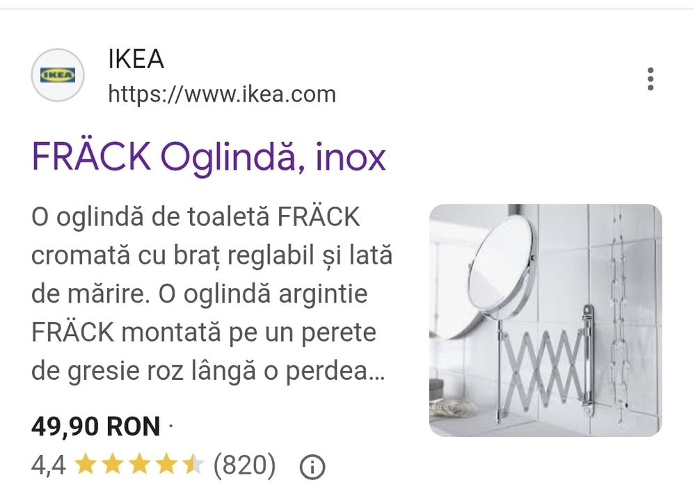 Oglinda inox IKEA