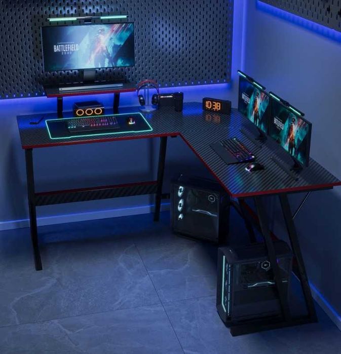 Двойно ъглово бюро за гейминг, офис или детска стая