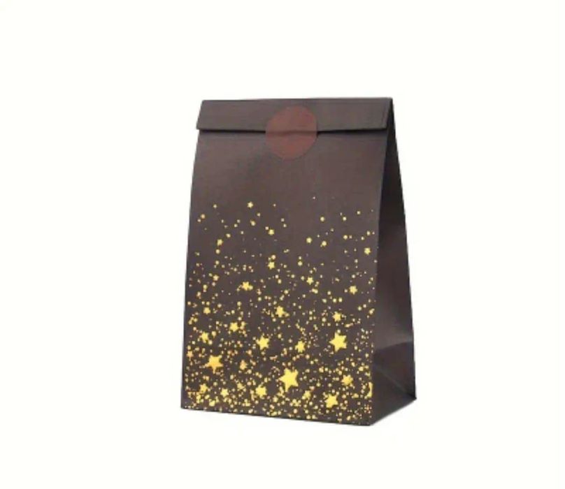 10 buc pungi cadouri hârtie Kraft stele auri autocolante,design elegan