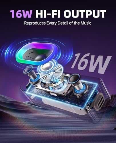 Нова Портативна Bluetooth 5.3 тонколона 16W, TWS и 24 часа батерия