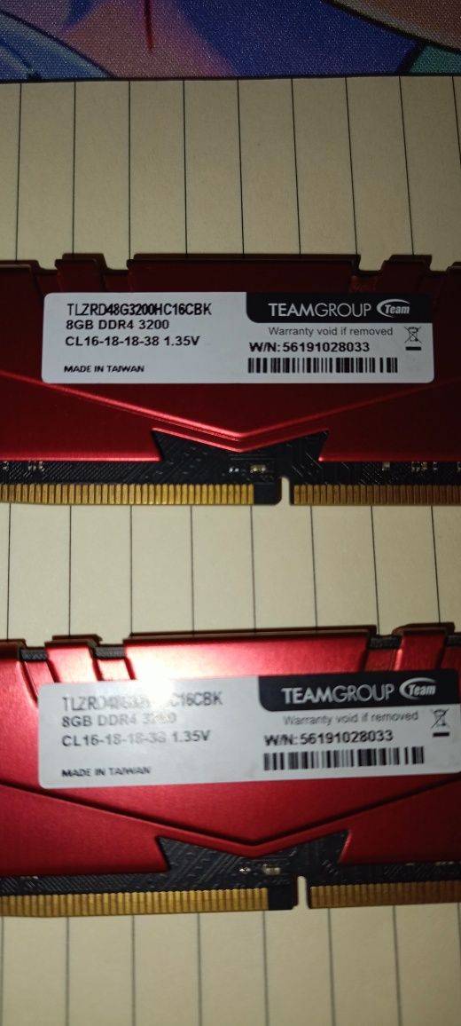 Ram 2x8gb 3200 T-force VulcanZ DDR4