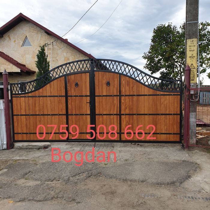 vând balustrad balcon porti gard copertine grilaje  din fier cu lemn