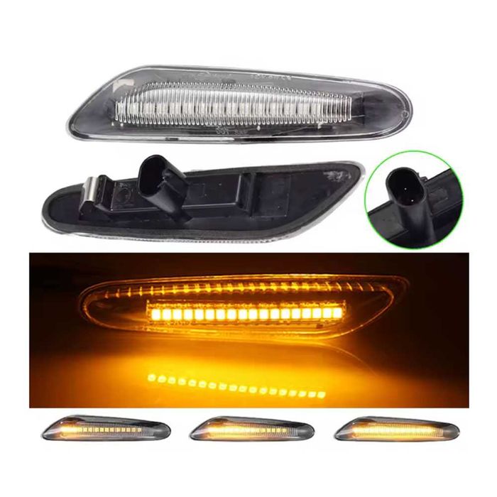 Set 2 semnale LED transparente dinamice BMW Seria 3 E90 E60 E87 E46
