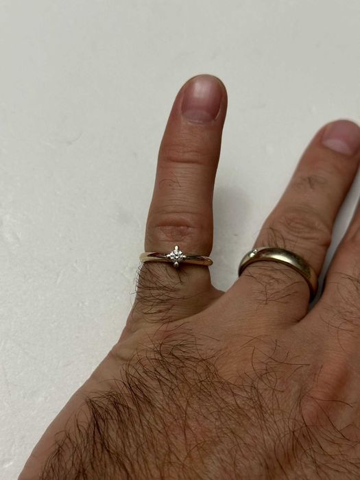 INEL AUR alb 18K + 1 Diamant = 0.15ct. - Solitaire - 3.7g - De logodna