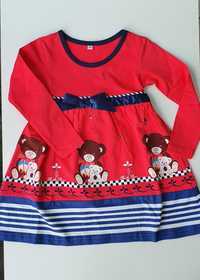 Новое детское трикотажное платье с рукавом на девочку 1 год