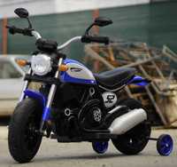Motocicleta electrica pentru copii QK307 2x30W, roti Gonflabile #Blue