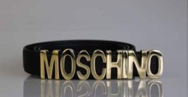 Set Moschino(geanta +curea),logo metalic auriu