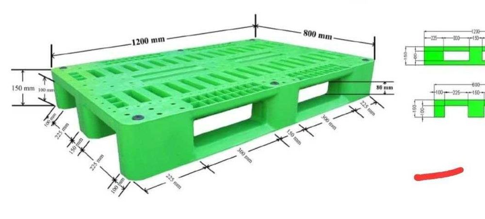 Евро-поддоны пластиковые. Размеры:1200×800×150. Цена: 355000 сум за шт
