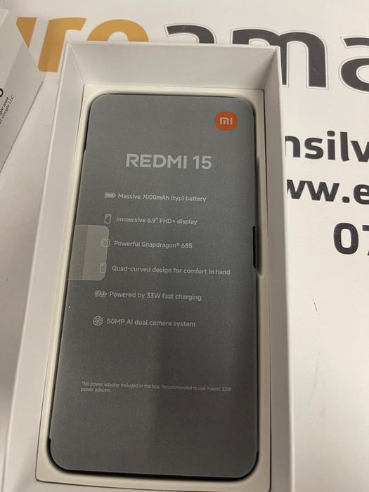 Telefon XIAOMI Redmi 15 5G, 256GB, 8GB RAM, Dual SIM, Midnight -T-