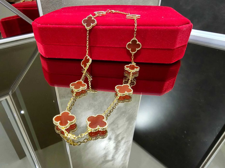 Van Cleef & Arpels VCA Gold Red 10 Motifs Alhambra Clover Дамско Колие