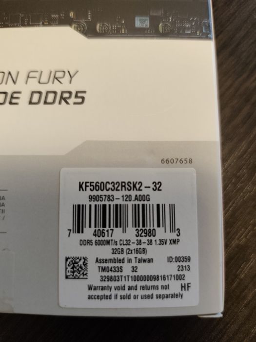Продавам DDR5 Kingston 32GB 6000MT/s с БГ гаранция