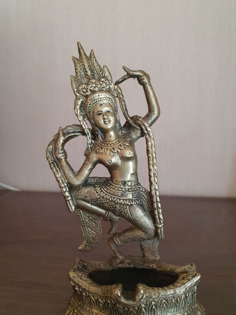 Statueta veche Shiva cu suport de ars esențe parfumate metal bronz