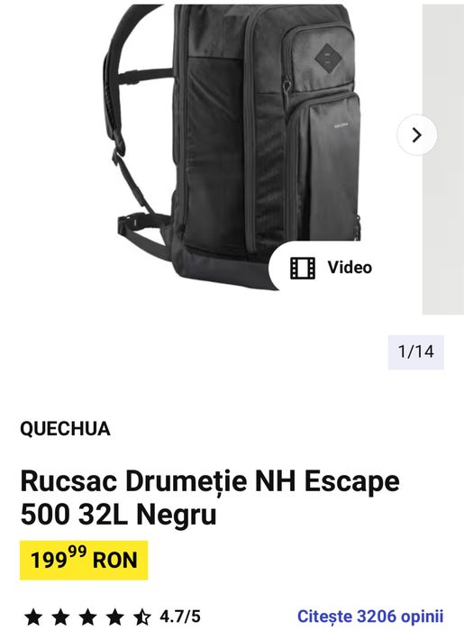 Rucsac Drumeție NH Escape 500 32L Negru nou