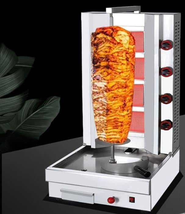 Rotisor profesional pentru shaorma, kebab, din inox, cu 5 arzătoare