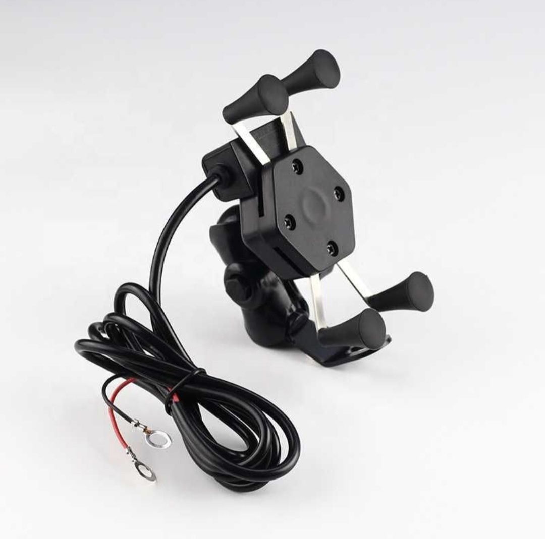 Suport telefon moto ATV X-Grip cu incarcare priza USB, 2.0 amperi Nou!