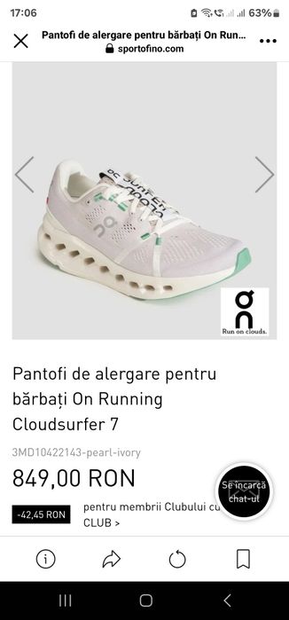 Adidasi noi on CLOUDSURFER originali model 2024  marime 40preț fix