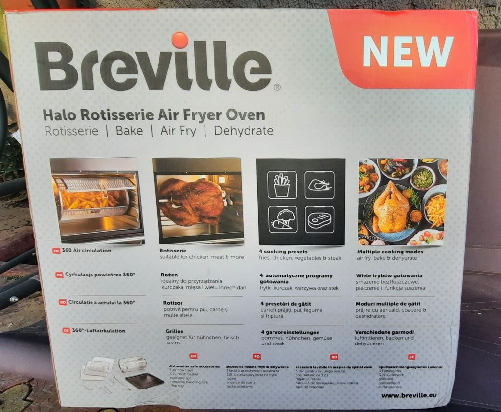 Friteuză fără ulei-Cuptor cu aer cald, Air Fryer 2000W Breville