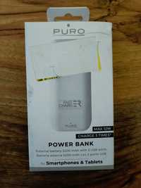 Нова Външна батерия PURO, 5200mAh, за смартфон, 2 USB порта, Фенерче