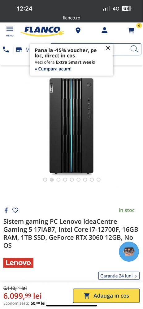 Sistem gaming PC Lenovo