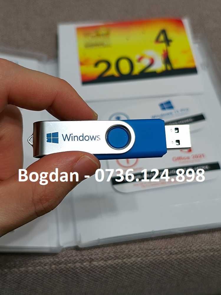 Windows 10, 11 Home, Pro, MS Office - stick USB bootabil cu licenta