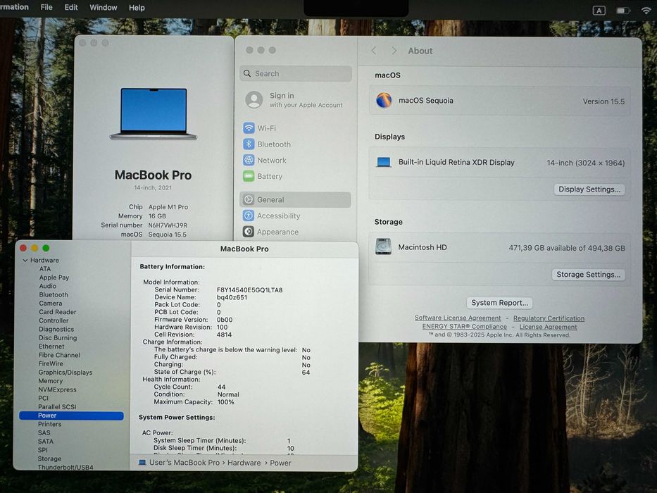 НОВ 14' Apple MacBook Pro 2021 M1 Silver 16GB RAM/512GB SSD/Бат 100%