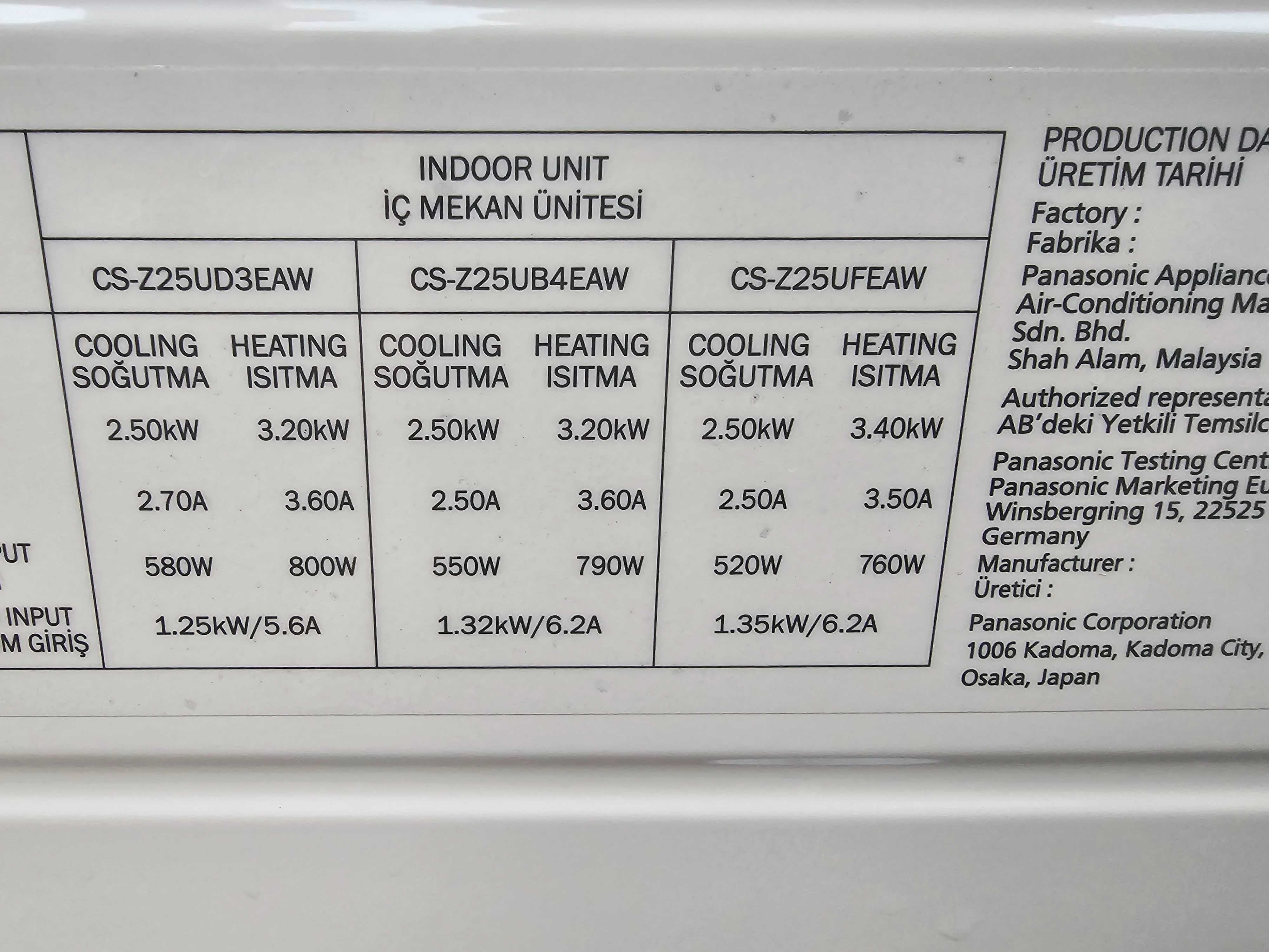Касетъчен климатик Panasonic - 9000 BTU - CU-Z25UBEA - почти нов