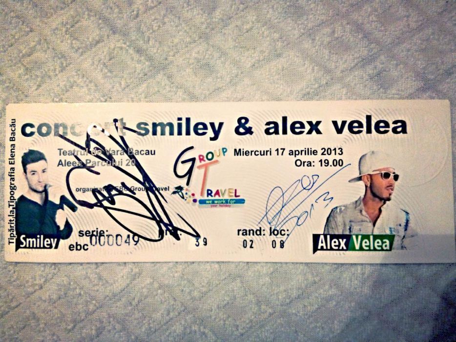 Bilet Concert Smiley si Alex Velea cu AUTOGRAF.