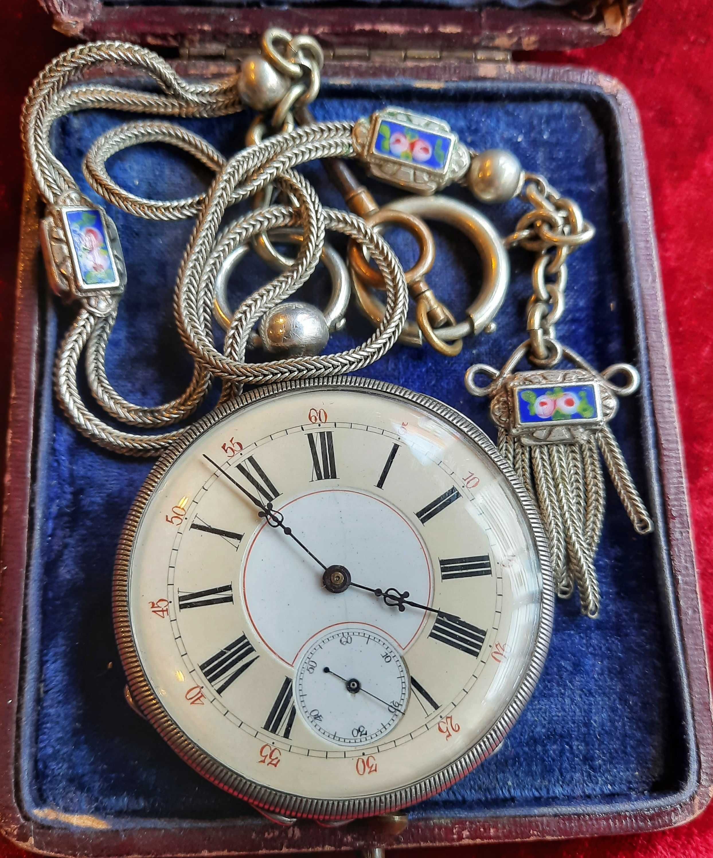 Швейцарски сребърен джобен часовник Skeleton Gothic 1850 г