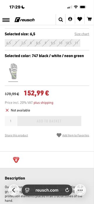 Reusch race TEC 18 Pro Lobster