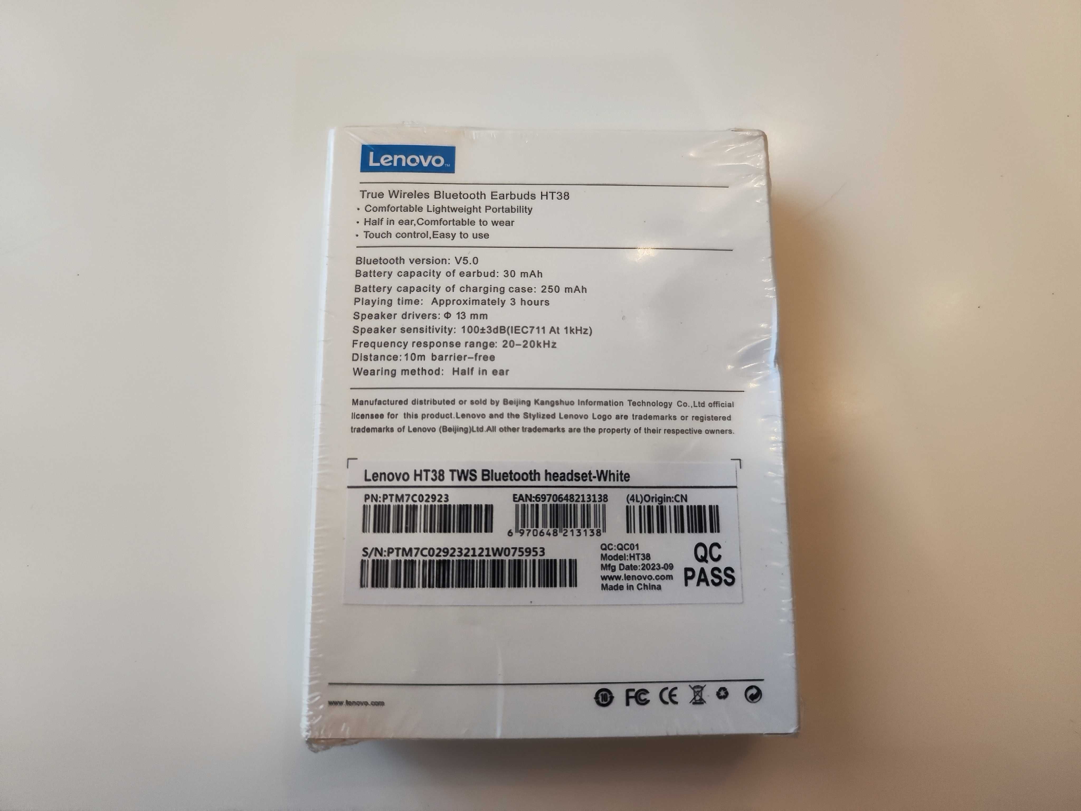 Căști Bluetooth Lenovo HT38 TWS cu funcție ANC adaptivă