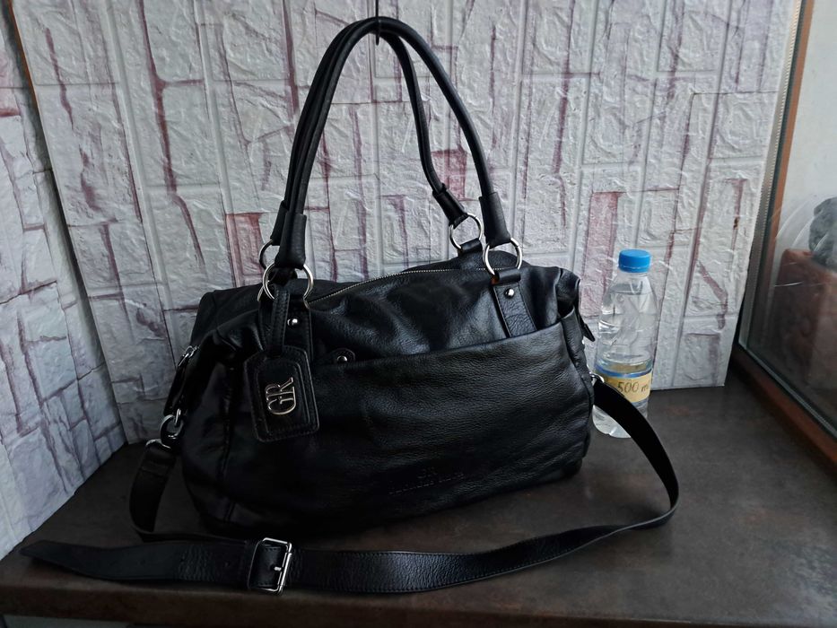 дамска чанта Georges Rech,черна кожена торба-естествена кожа