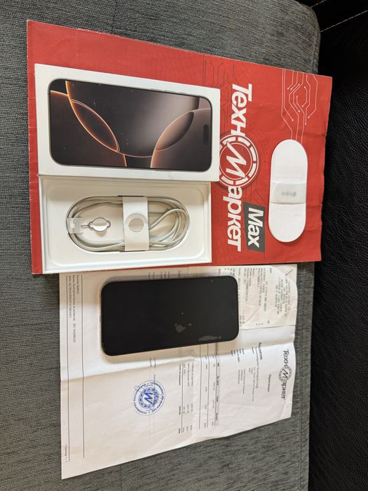 КАТО НОВ 256GB iPhone 16 Pro Max Техномаркет Гаранция 2026 Desert