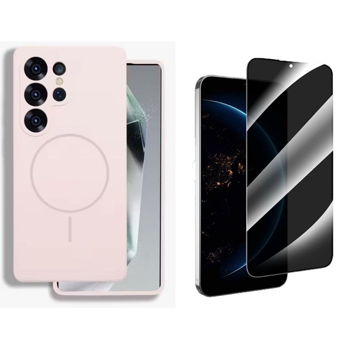 Husa Magsafe Liquid si Folie Sticla - Samsung S24/S25/PLUS/ULTRA