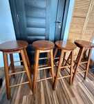 Set 4 scaune bar lemn masiv, nuc