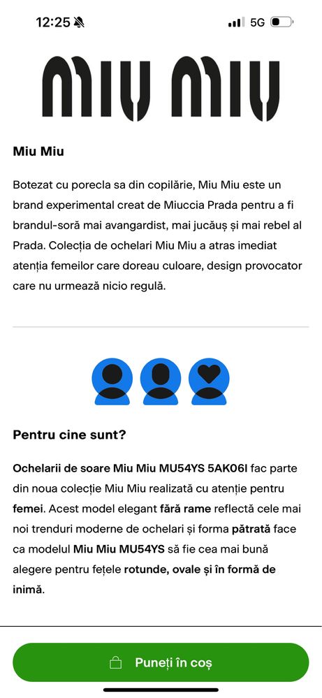 Ochelari de soare MIU MIU originali
