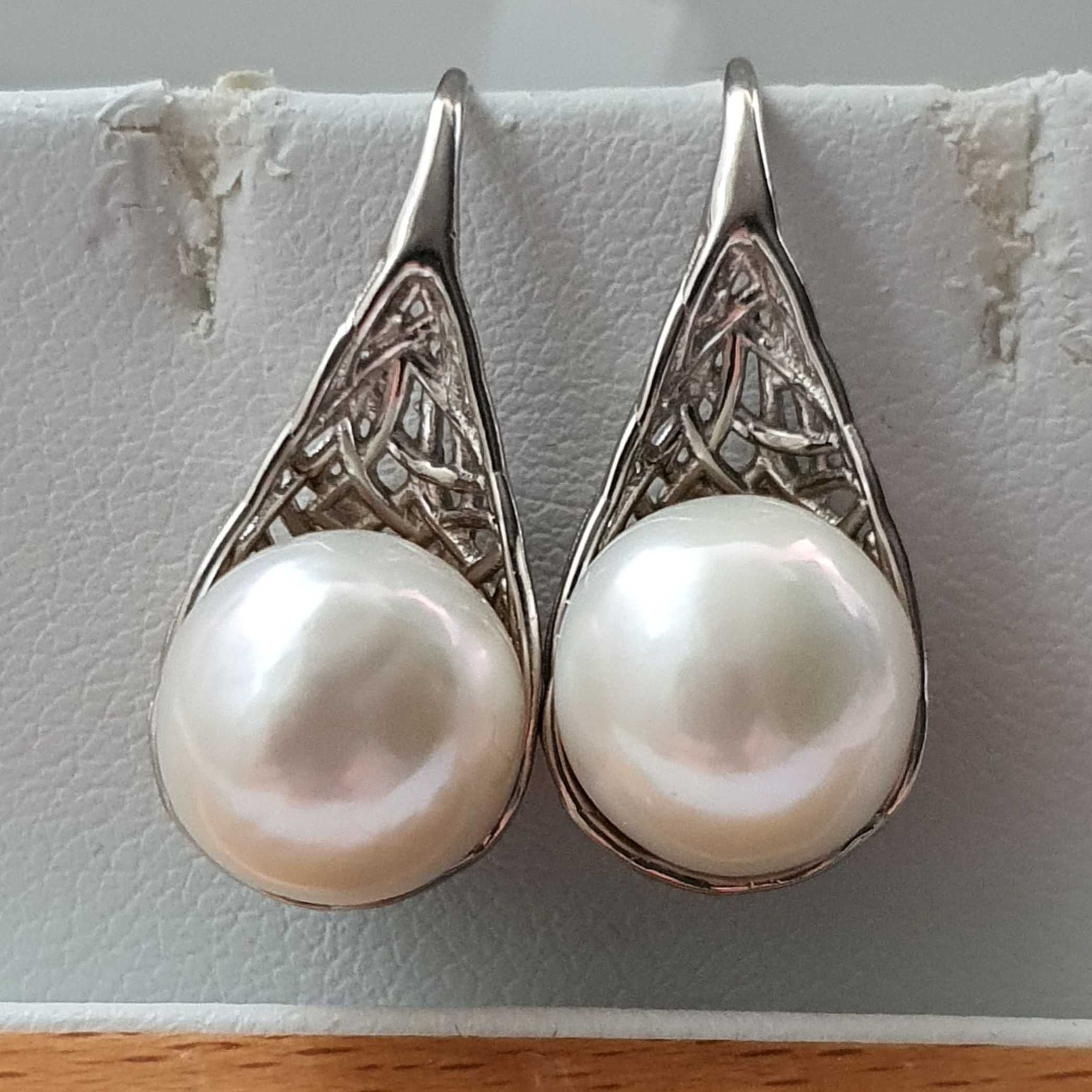 Cercei argint 925 vermeil aur 18k cosulete cu perle naturale albe