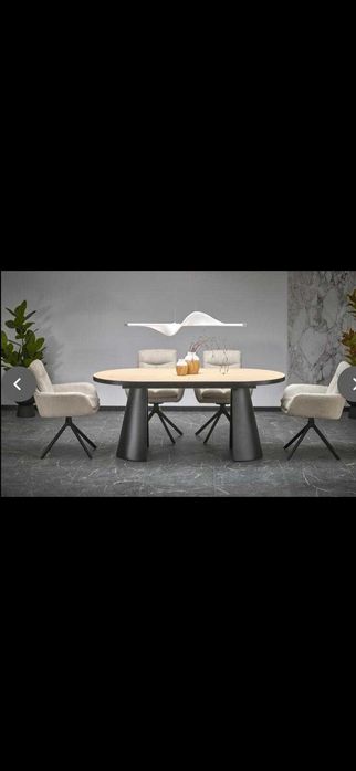 masa extensibila MDF Giacomo Natural/Negru L180-240xl100xH76 cm