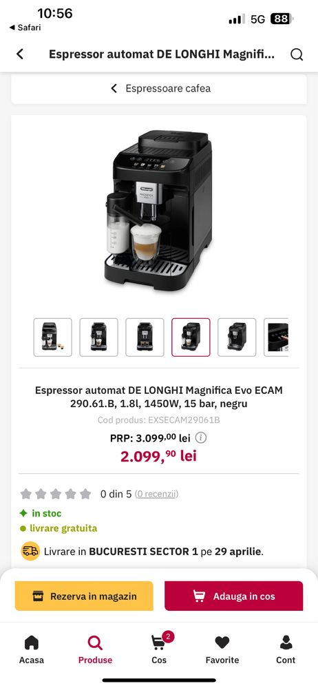 Espressor automat DE LONGHI Magnifica Evo ECAM290.61.B
