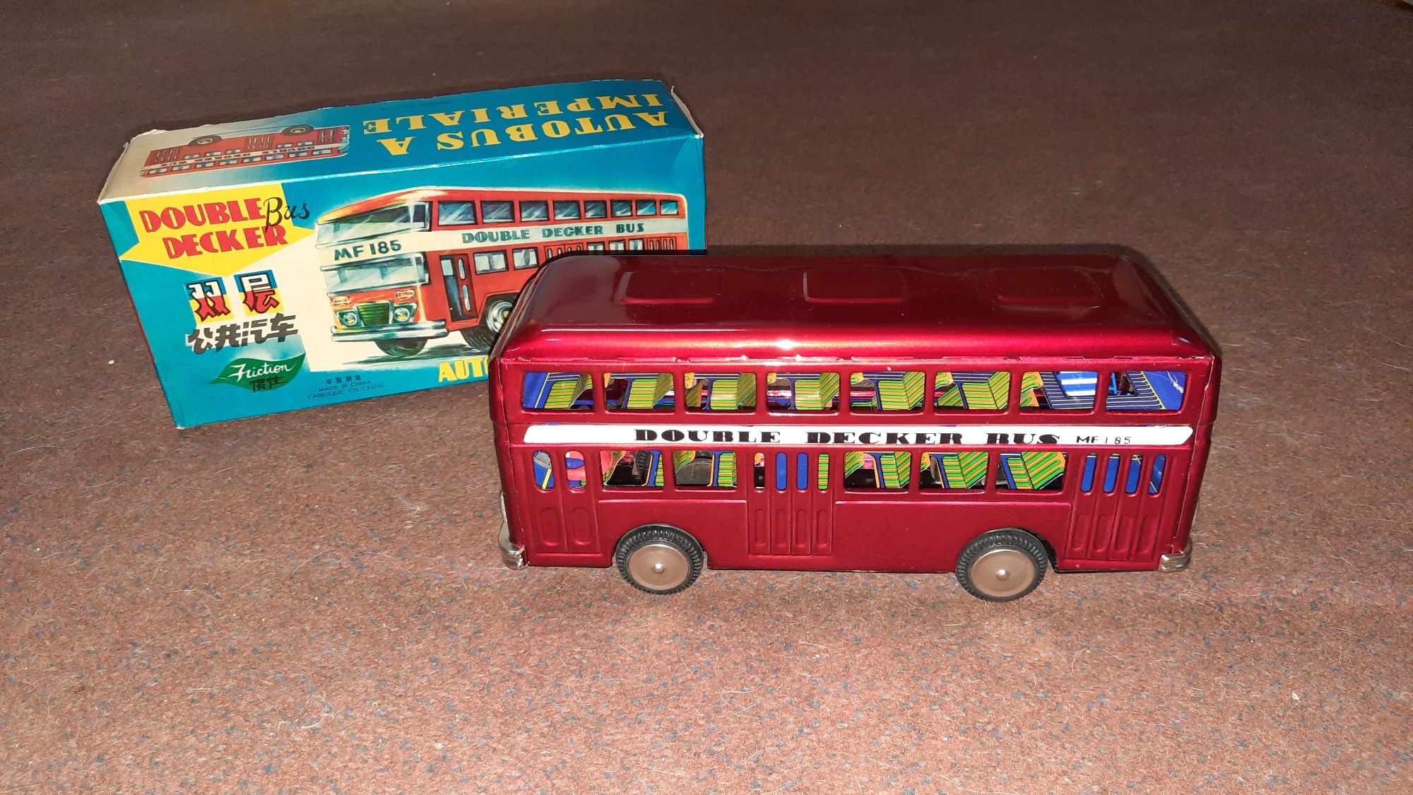 Double Decker Bus MF-185 Noua jucărie veche tabla comunista colectie