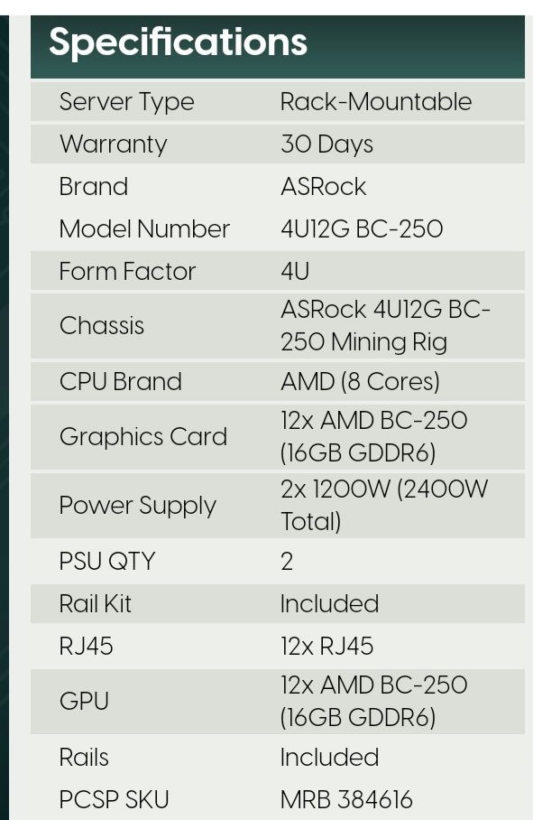 Копачка за крипто ASRock 4U12G BC-250 12x AMD BC-250 16GB GDDR6 PlaySt