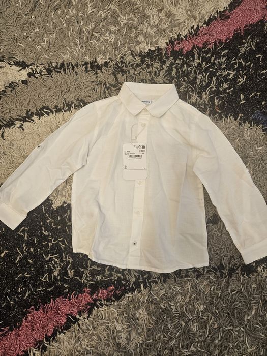 Camasa alba din in pentru baiat Mayoral