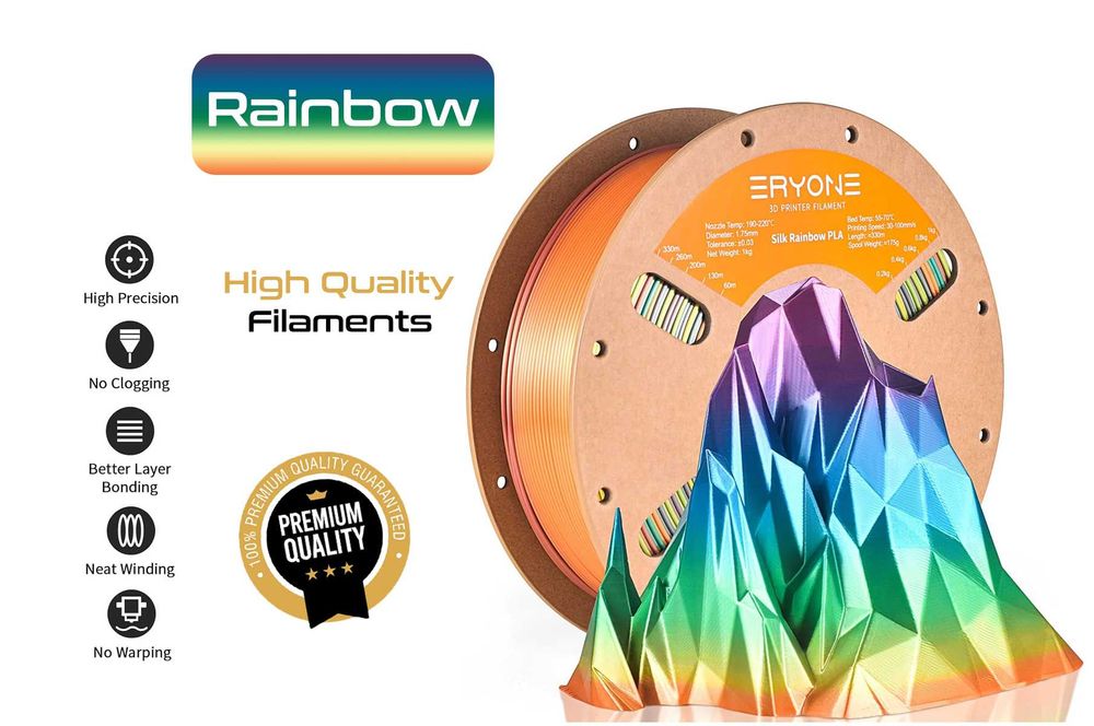 PLA Rainbow Silk Filament, ПЛА Филамент Дъга (Нишка) за 3Д Принтер