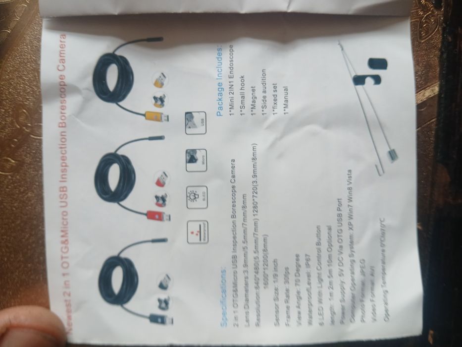 Эндоскоп телга сим камера 2 метрли