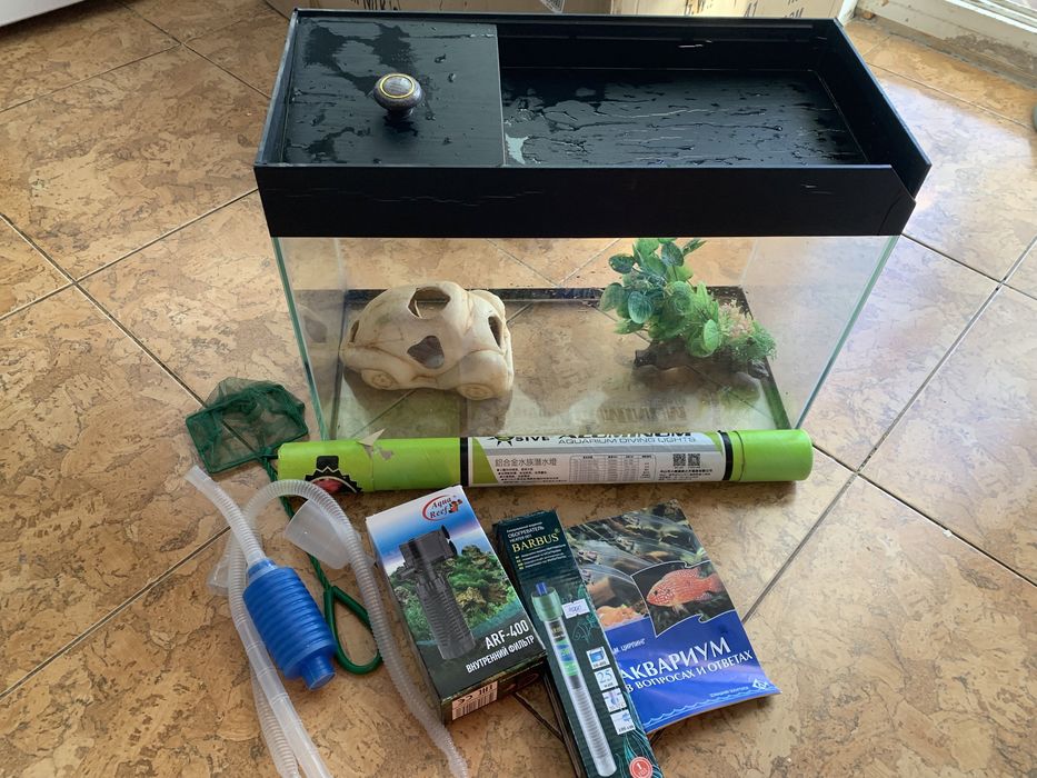 Аквариум 30л с фильтром, подогревом и подсветкой - полный комплект