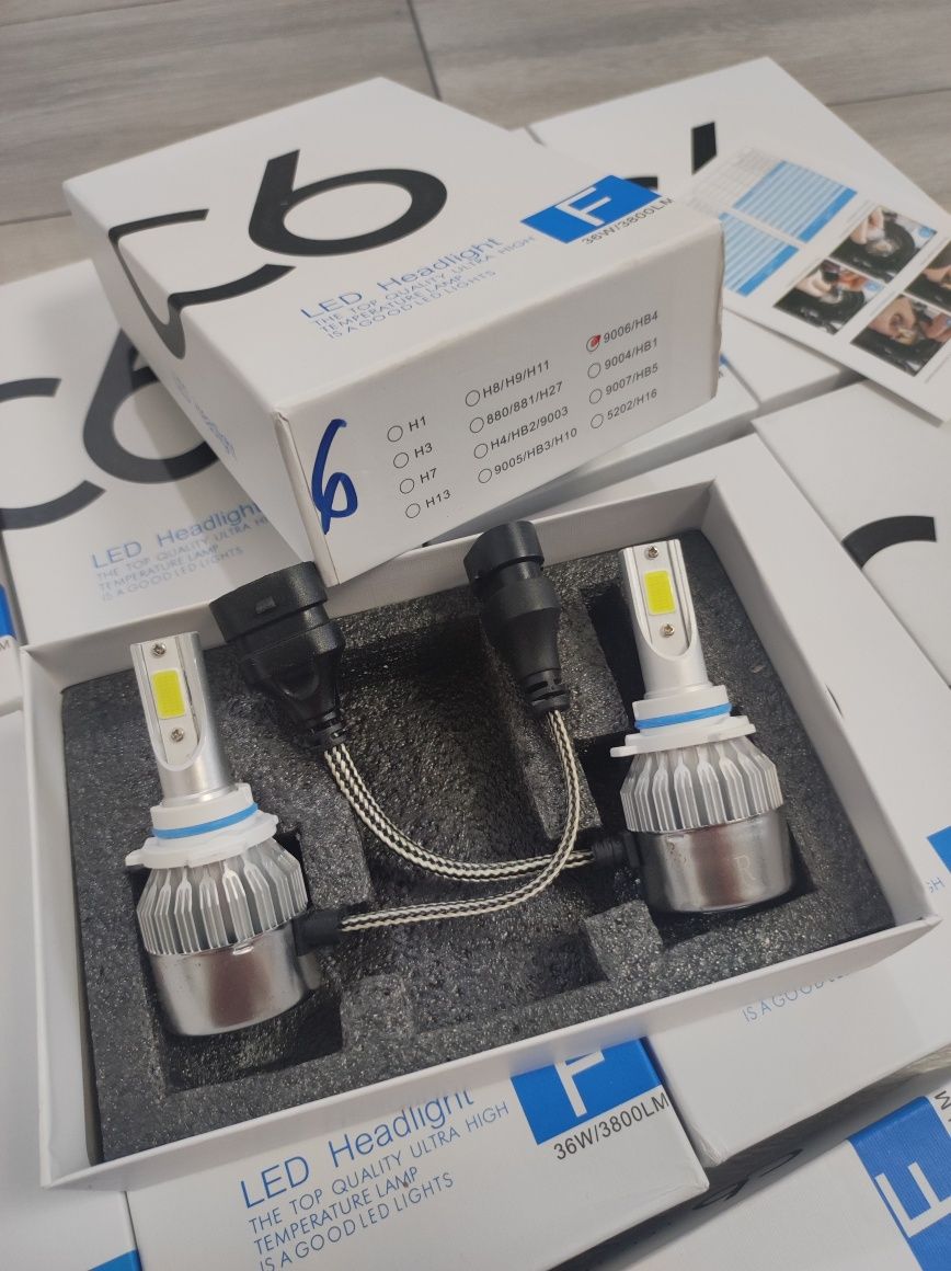 Set Becuri LED auto H1/H3/H4/H7/H11/HB4 - 6000k faza scurtă lungă