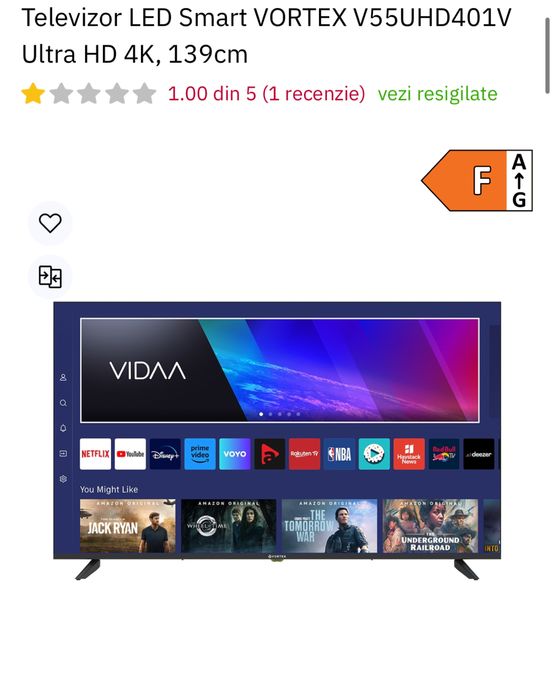 MDM vimde: Televizor Vortex V55UHD401V, 139cm, 4K, Smart.
