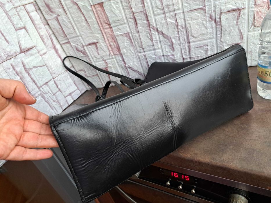 дамска чанта ZARA,черна кожена чанта,зара-естесвена кожа