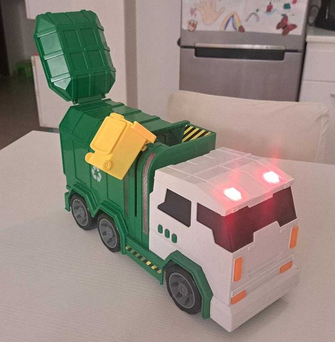 NOU- Masina gunoi MARE,40 cm/15 cm/20 cm, 6 sunete, lumini,pubela, sac