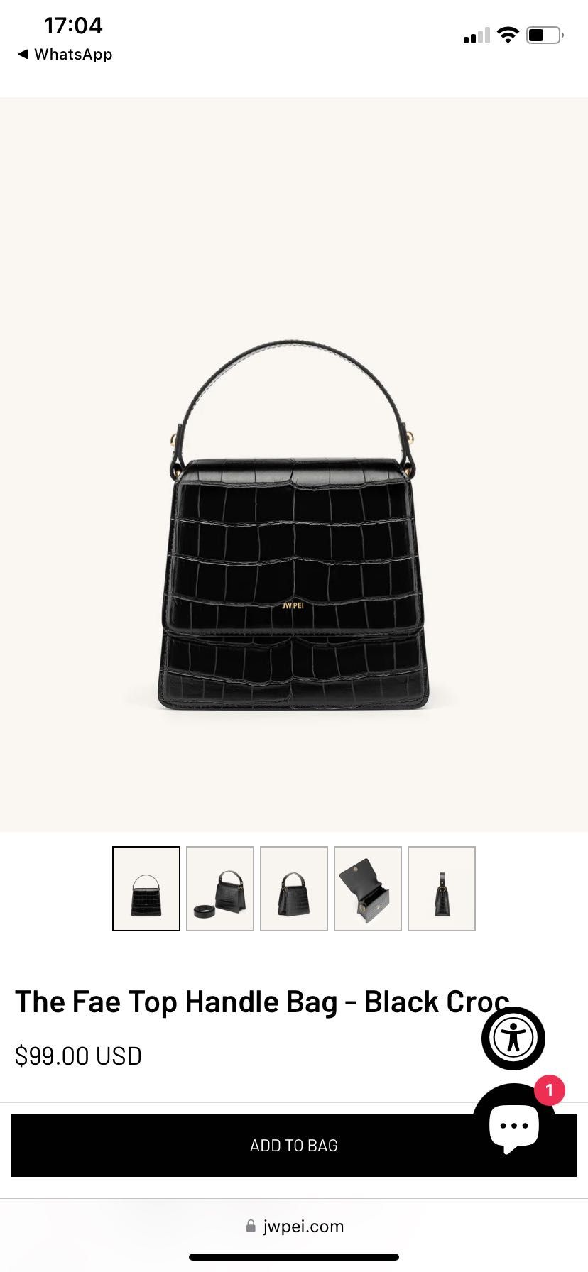 Сумочка JW PEI - The Fae Top Handle Bag - Black Croc